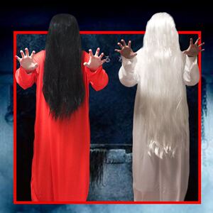万圣节恐怖贞子服装吓人笔仙白衣鬼f服红衣女鬼衣服扮鬼长假发道