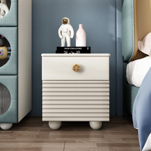 儿童房床头柜女孩实木简约现代轻奢男孩卧室小型网红创意置物架