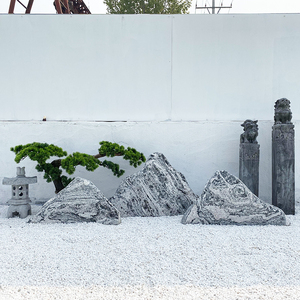 组合切片雪浪石室内日式枯山水造景泰山石假山小原石雕庭院景观石