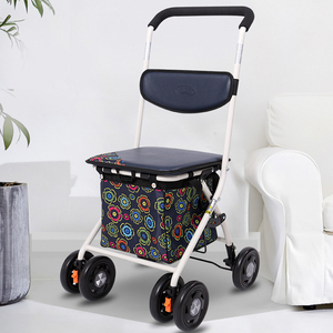 老年推车可坐手推老年人手推车代步折叠老人小推车买菜助行购物车