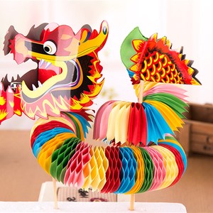 春节新年儿童礼物小手舞t龙醒狮剪纸送老外传统手工艺品幼儿园玩