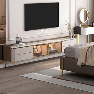 轻奢岩板卧室电视柜主卧床尾50cm高现代简约超薄电视机柜极窄款30