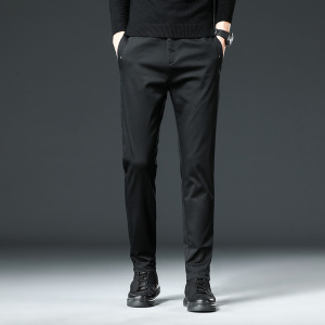 大白鲨2022春秋季新款纯色棉休闲裤男韩版直筒小脚男裤松紧腰长裤