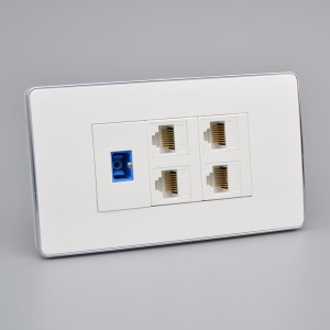 120型四网络sc光纤插座4个rj45超五类电脑网线t口单口光钎墙插面