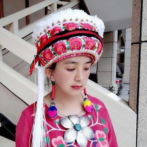 云南少数民族大理白族帽子/五朵金花女士头饰/舞台帽子舞蹈演出帽