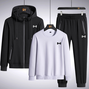 ua安德玛秋冬运动休闲套装大码男士连帽卫衣长裤外套情侣三件套鞍