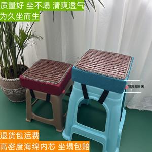 夏季款服装厂塑料凳子专用坐垫正方形竹片麻将凉席海绵垫加厚久坐