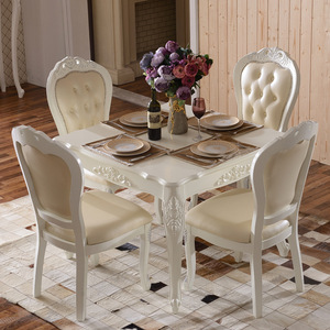 欧式正方形餐桌韩式田园白色方桌小户型桌子麻将桌一桌四椅特价