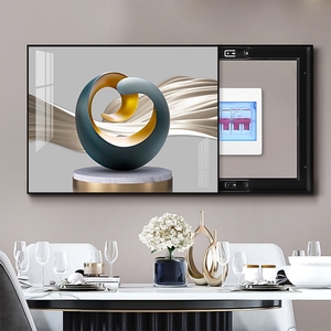 插座遮挡装饰电表箱装饰画现代轻奢边框家用可推拉客厅配电箱挂画