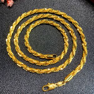 黄金项链女士4粗款摩斯密码蛇骨黄金项链毛衣周大福周大生周生生