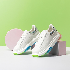 卡迪娜女鞋2022春季新款厚底松糕底小白鞋增高休闲运动板鞋系带
