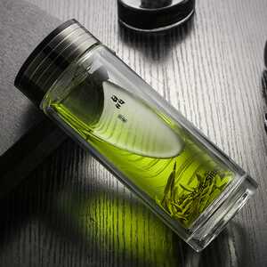 思宝玻璃杯墨晶男女士双层水杯过滤透明水晶茶杯商务泡茶保温杯子