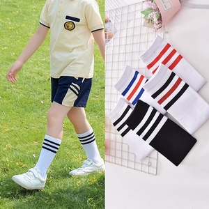男童白色棒球袜三杠儿童学生长筒袜纯棉幼儿园校服袜足球小腿袜子