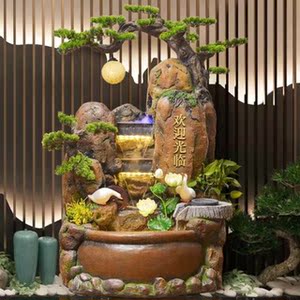 风水摆饰大型假山石磨流水喷泉摆件中式招财家居客厅水景鱼池