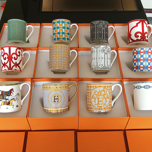 爱马仕欧式高端奢华骨瓷马克杯办公室茶杯家用水杯咖啡杯子礼盒装