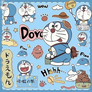 卡通可爱蓝胖子哆啦a梦行李箱贴纸笔记本电脑ipad水杯贴画防水