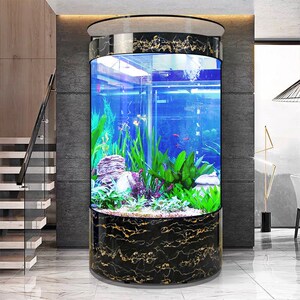 欧式半圆形鱼缸水族箱客厅落地家用玻璃生态造景自循环免换水