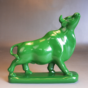 绿色牛摆件黑色木牛中式工艺品实木雕刻木质华尔街牛客厅装饰送礼