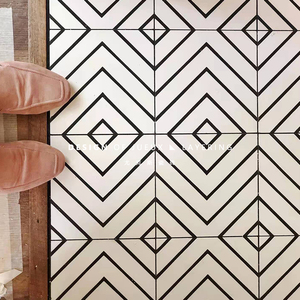 北欧黑白几何小花砖卫生间浴室厕所简约防滑地砖阳台店面拼接瓷砖