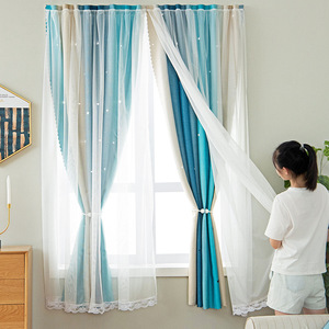 新款魔术粘窗帘粘贴式免打孔简易安装小遮户短遮光v布自贴卧室窗