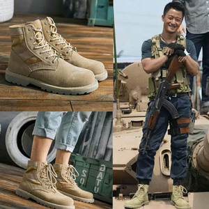 吴京同款男战狼2个性时尚潮流靴磨砂鞋子沙漠靴男士工装鞋马丁靴