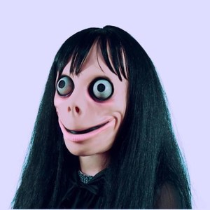 姑获鸟面具momo鬼脸恐怖面具万圣节头套假发化妆舞会鬼屋道具