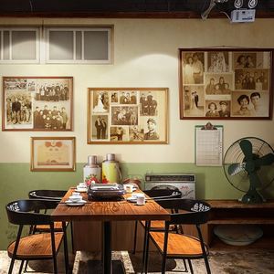 怀旧风拍照直播背景墙纸七v八十年代室内家具摆件旧照片装饰壁纸