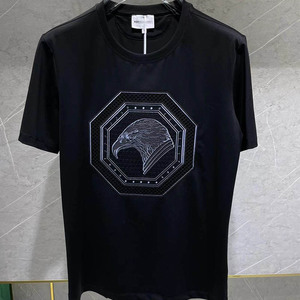 新款2020轻奢史蒂芬短袖男时尚鹰头刺绣夏季清凉舒适纯棉圆领t恤