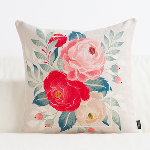 花朵ins棉麻抱枕清新文艺腰枕沙发靠垫办公室t靠枕美式客厅靠背
