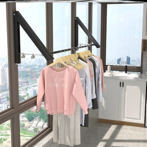 安装在窗户上的凉衣架隐形晾衣服架壁挂可折叠阳台挂衣架窗框晒衣