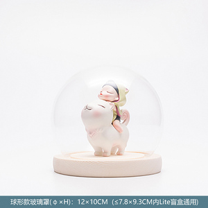 白夜童话lite泡泡玛特盲盒y玩偶玻璃罩q版桌面摆件玻璃防尘保护
