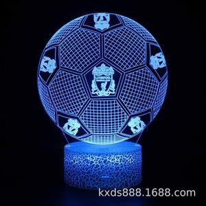 足球队标系列3D台灯LED七彩触摸小夜灯USB创意视觉灯