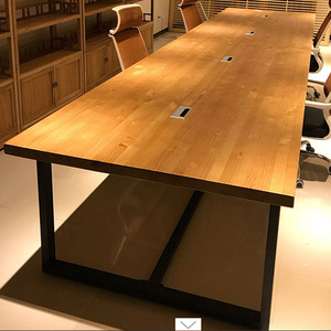 loft大会议桌长桌美式实木培训餐桌电脑洽谈桌椅铁艺工作台办公桌
