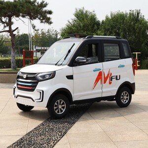 代步电动四轮车家用小型接送孩子全封闭式电瓶车手把式新能源汽车