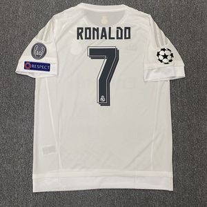 15-16皇马球衣主场欧冠版短袖队服4号拉莫斯7号c罗长袖复古足球服