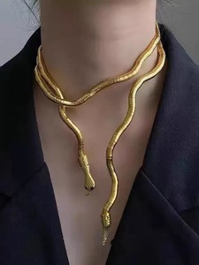 沙漠敦煌金色蛇形项链多变造型头饰蛇形饰品欧美辣妹夸张身体链