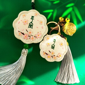 香囊香包刺绣手工diy材料包自绣制作礼物樱花平安符钥匙扣送男友