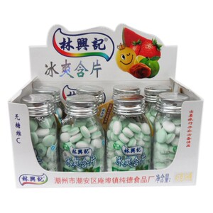 林兴记冰爽含片维c润喉含片爽口喉片清口含片薄荷味金梅片40g一瓶