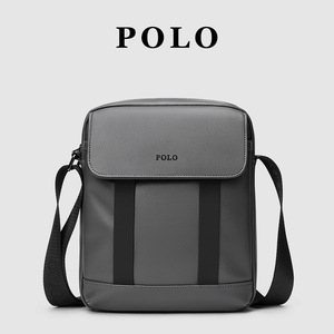 polo单肩包男商务通勤出差斜挎包简约休闲时尚男士挎包竖款小背包
