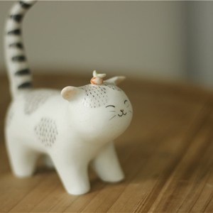 鸿运当头 柿子i事事如意飞机耳狸花猫 喵咪茶宠摆件 陶艺师手作