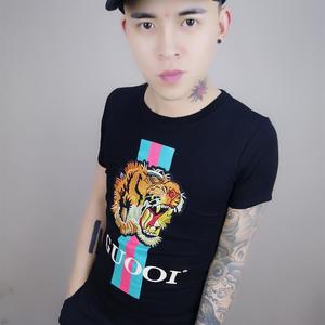 旺仔紧身衣精神小伙sai夏季新款t恤社会精神小伙旺仔紧身短袖男快