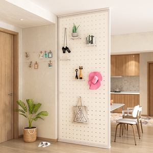 定制日式实木屏风隔断现代简约客厅艺术洞洞板置物架入户玄关格栅
