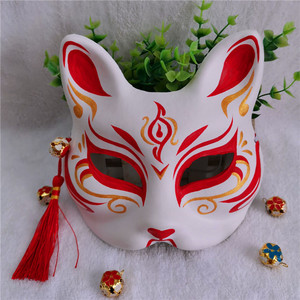 高档手绘狐狸面具妖狐师脸女日式和风动h男猫脸抖音漫阴阳半古ins