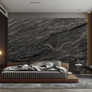 3d立体岩板浮雕岩石壁纸水泥灰工业风背景墙纸高级感卧室装饰墙布