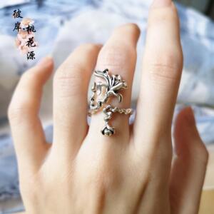 复古做旧彼岸花镂空戒指女文艺小众设计感个性创意新潮女款食指戒