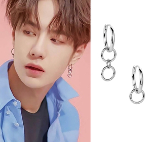 王一博同款耳环圆圈耳圈不规则耳钉不对称耳饰女素圈三圈短发耳坠