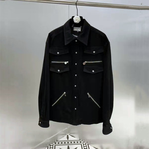 正品代购chanel/香奈儿牛仔字母刺绣棉服多兜夹克21秋冬男女外套