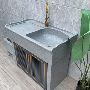 整石一体洗衣槽天然大理石洗衣池带搓板家用阳台石头水槽室外单池