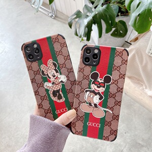 古驰米奇米妮适用苹果13promax手机壳iphone12卡通硅胶11皮纹奢华