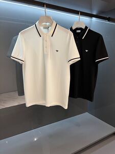 eddadior/迪奥男士商务翻领polo衫小蜜蜂刺绣休闲纯色修身短袖t恤